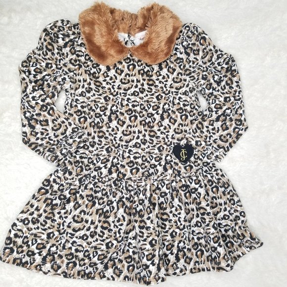 Juicy Couture Other - Juicy Couture Cheetah Fur Collar Dress 18 months